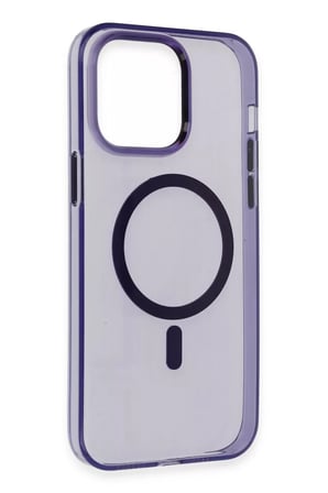Newface Apple iPhone 14 Pro Max Kılıf Tron Şeffaf Magsafe Kapak - Derin Mor