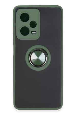 Newface Xiaomi Redmi Note 12 5G Kılıf Montreal Yüzüklü Silikon Kapak - Yeşil