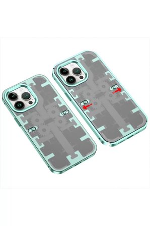 Newface Apple iPhone 13 Pro Max Kılıf Mekanik Bumper Kapak - Yeşil