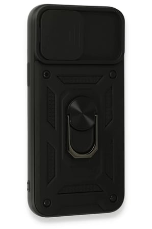 Newface Apple iPhone 15 Pro Max Kılıf Pars Lens Yüzüklü Silikon - Siyah