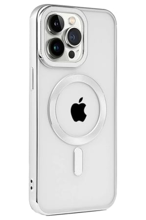 Newface Apple iPhone 15 Pro Kılıf Kronos Magsafe Kapak - Gümüş