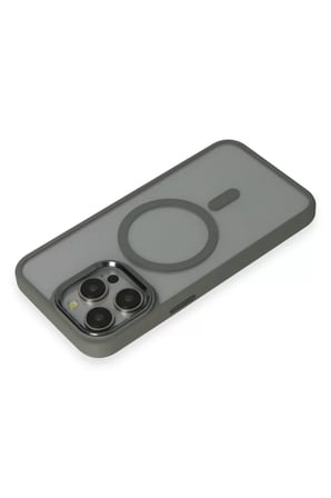 Newface Apple iPhone 15 Pro Max Kılıf Room Magneticsafe Silikon - Gri