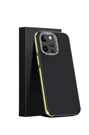 Joko Apple iPhone 15 Pro Kılıf Aramid 600D Kevlar Karbon Fiber Magsafe Kapak - Sarı