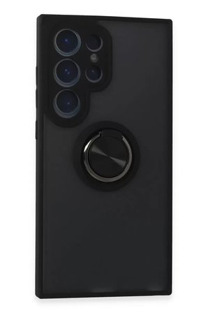 Newface Samsung Galaxy S24 Ultra Kılıf Montreal Yüzüklü Silikon Kapak - Siyah