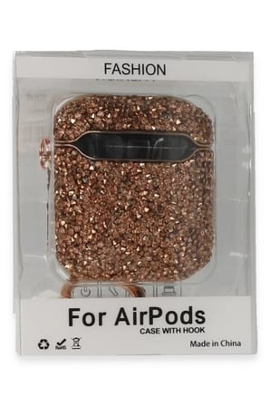 Newface Apple Airpods 2 (2.nesil) Mira Taşlı Kılıf - Rose Gold