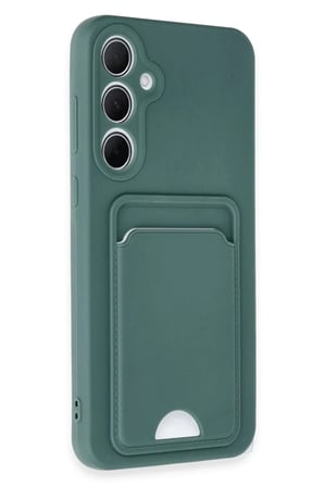Newface Samsung Galaxy A35 5G Kılıf Kelvin Kartvizitli Silikon - Koyu Yeşil