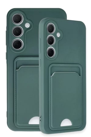 Newface Samsung Galaxy A35 5G Kılıf Kelvin Kartvizitli Silikon - Koyu Yeşil