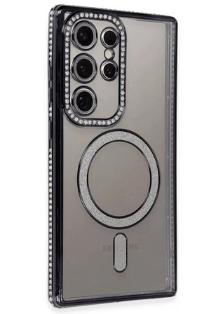 Newface Samsung Galaxy S24 Ultra Kılıf Joke Simli Magneticsafe Kılıf - Siyah