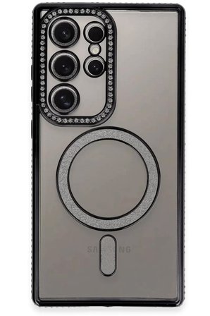 Newface Samsung Galaxy S24 Ultra Kılıf Joke Simli Magneticsafe Kılıf - Siyah