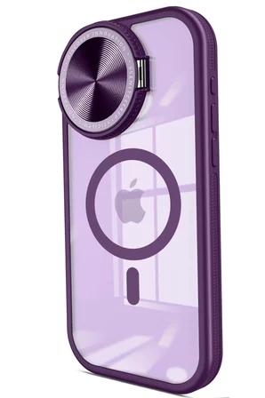 Newface Apple iPhone 14 Pro Max Kılıf Teleskop Lens Magsafe Silikon Kapak - Derin Mor