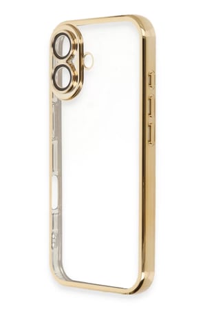 Newface Apple iPhone 16 Plus Kılıf Razer Lensli Silikon - Gold