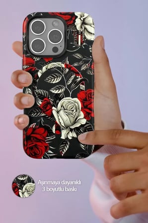 Onegif Apple iPhone 14 Pro Max Flower Series Magsafe Kapak - Siyah