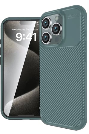 Newface Apple iPhone 16 Pro Max Kılıf Auto Focus Karbon Kapak - Koyu Yeşil