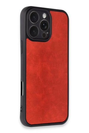 Newface Apple iPhone 16 Pro Kılıf Aras Deri Kapak - Kırmızı