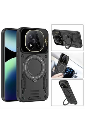 Newface Xiaomi Redmi Note 14 Pro 5G Kılıf Joy Lens Standlı Kapak - Mor