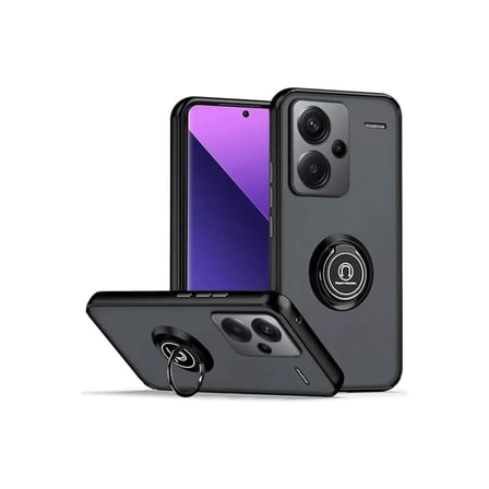 Newface Xiaomi Redmi Note 13 Pro Plus Kılıf Montreal Yüzüklü Silikon Kapak - Siyah