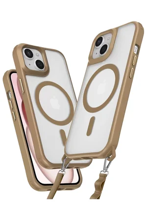 Newface Apple iPhone 15 Plus Kılıf Enka Magsafe Silikon Kılıf - Desert