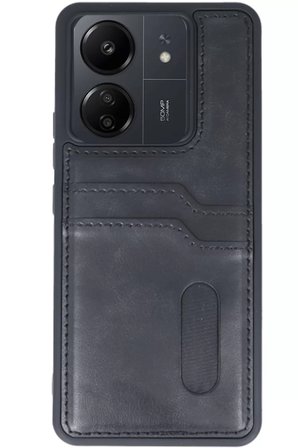 Newface Xiaomi Redmi 13C Kılıf Sara Kartvizitli Deri Kılıf - Siyah