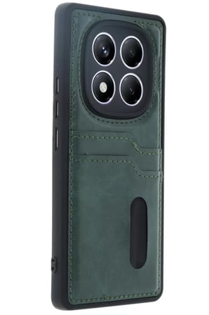 Newface Xiaomi Redmi Note 14 Pro 4G Kılıf Sara Kartvizitli Deri Kılıf - Koyu Yeşil