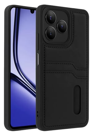 Newface Realme Note 50 4G Kılıf Sara Kartvizitli Deri Kılıf - Siyah