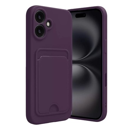Newface Apple iPhone 16 Kılıf Kelvin Kartvizitli Silikon - Derin Mor