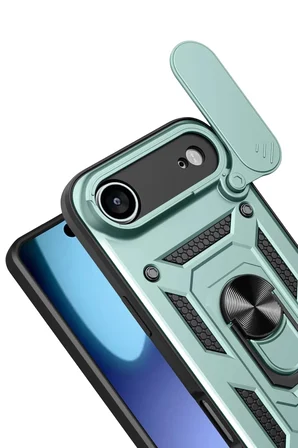 Newface Apple iPhone 17 Air Pars Lens Yüzüklü Silikon - Yeşil