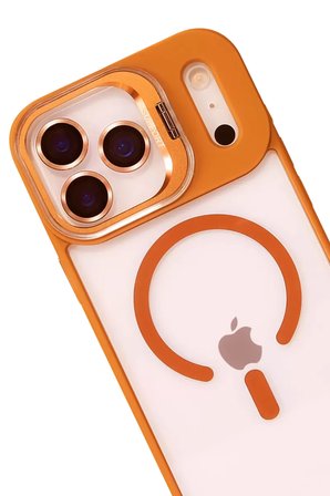 Joko Apple iPhone 17 Pro Remim Lensli Magsafe Standlı Kapak - Turuncu