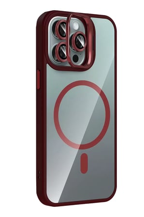 Joko Apple iPhone 15 Pro Max Remim Lensli Magsafe Standlı Kapak - Bordo