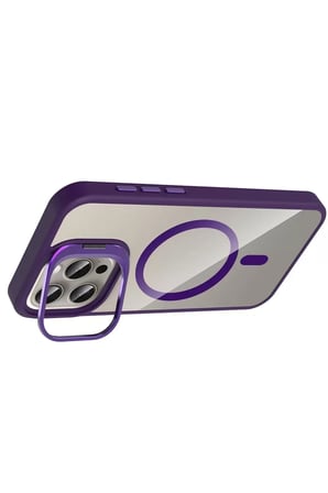 Joko Apple iPhone 15 Pro Max Remim Lensli Magsafe Standlı Kapak - Derin Mor