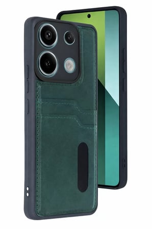 Newface Xiaomi Redmi 15C 4G Sara Kartvizitli Deri Kılıf - Yeşil