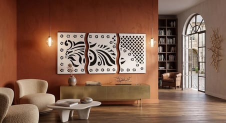 Cozy Timber 3 Parçalı Sarmaşık Motifli MDF Tablo 39x86 cm Dekoratif Duvar Dekoru