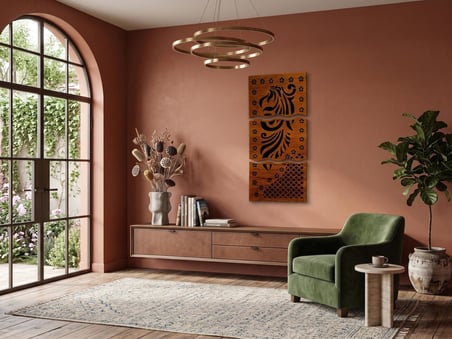 Cozy Timber 3 Parçalı Sarmaşık Motifli MDF Tablo 39x86 cm Dekoratif Duvar Dekoru