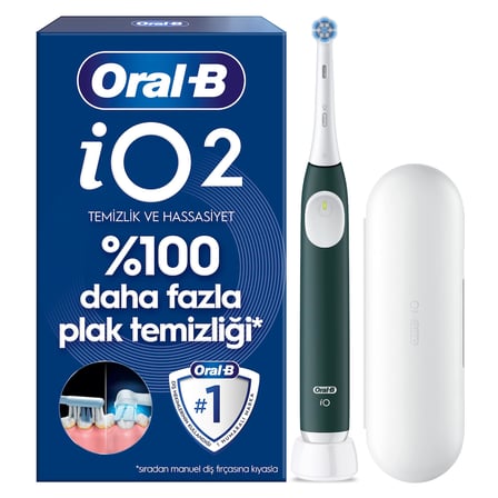 Oral-B iO2 Orman Yeşili Şarjlı/Elektrikli Diş Fırçası, 1 Fırça Başlığı, Tek Şarjda 4 Haftaya Varan Kullanım, Seyahat Kabı