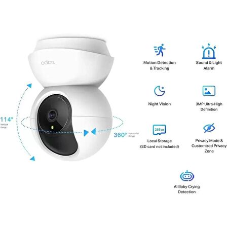 TP-Link Tapo C210 2K (3MP) 360 Derece Wi-Fi Kablosuz Güvenlik Kamerası