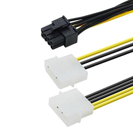 2x 8 Pin IDE Ekran Kartı SATA 8 Pin Power Kablo - Harici Ekran Kartı SATA Power Kablo