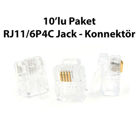 RJ11 Konnektör RJ-11 6P4C RJ11 Jack – 10 Adet Telefon Jackı