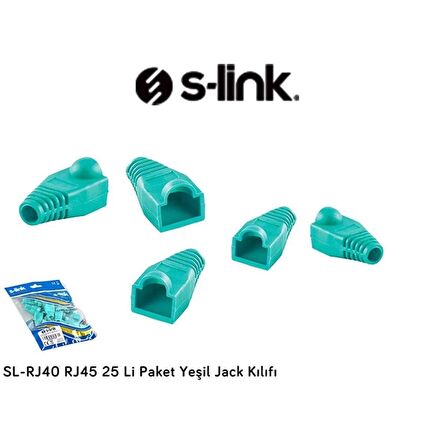 S-link SL-RJ40 RJ45 Ethernet Jack Kılıfı Yeşil RJ45 Pabuç 25 Li Paket