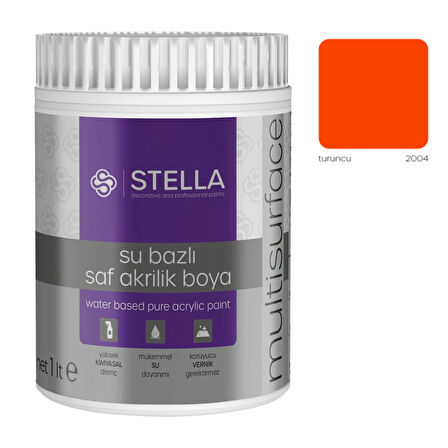 Stella Su Bazlı Saf Akrilik Boya Turuncu Ral-2004
