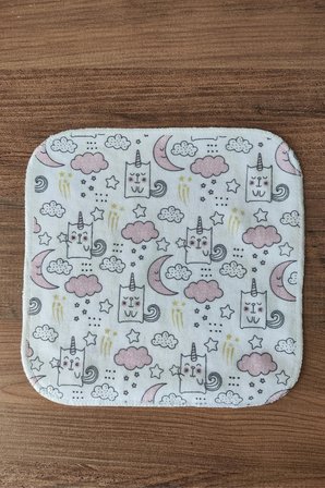 6'lı Penye Ağız Mendili %100 Pamuk Antialerjik 20x20 cm Baskılı Bebek Mendil Seti