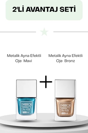 Mara Metalik Ayna Efektli Oje Bronz 15 ML & Mavi 15 ML