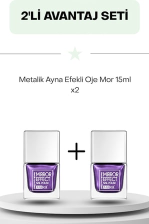 Mara Metalik Ayna Efekli Oje Mor 15ml İkili Set