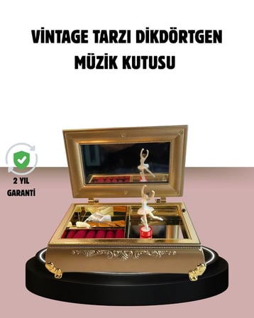 Balerinli Müzikli Takı Kutusu Piyano Tasarım Kız Çocuk Hediyelik