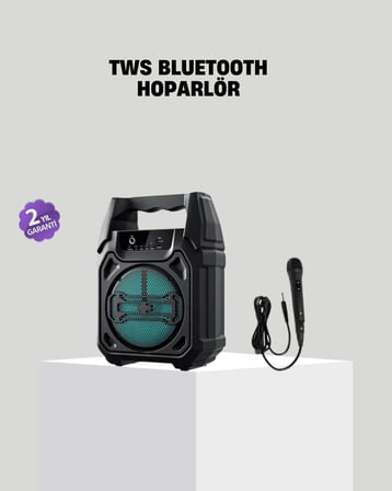 6.5 İnç Bluetooth Hoparlör Mikrofonlu Taşınabilir Karaoke ve Parti Sistemi
