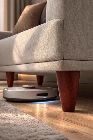 Armut Mobilya Ayağı 8 Adet 12 cm Ceviz Robot Süpürgeye Uyumlu Koltuk Kanepe Baza Ayağı Seti