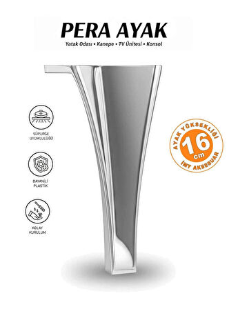 Pera 16 cm Krom Mobilya Koltuk Yatak Odası Tv Ünitesi Dolap Konsol ve Sehpa Ayağı