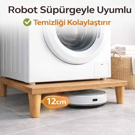 İmt Akasesuar Çamaşır Makinesi Yükseltici 60x60 cm 12 cm Platform Robot Süpürge Uyumlu Titreşim Azaltıcı