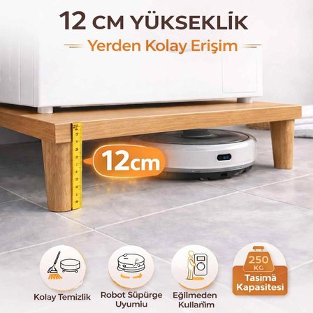 İmt Akasesuar Çamaşır Makinesi Yükseltici 60x60 cm 12 cm Platform Robot Süpürge Uyumlu Titreşim Azaltıcı