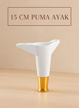 Puma 15 Cm Beyaz-Altın 6'lı Set Mobilya Kanepe Tv ünitesi Dolap Konsol ve Destek Ayağı