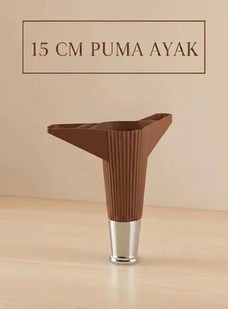 İmt Aksesuar Puma 15 cm Ceviz-Krom 6'lı Set Mobilya Kanepe Tv Ünitesi Dolap Konsol ve Destek Ayağı