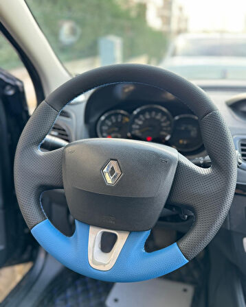 Renault Fluence Tuşsuz Araca Özel Direksiyon Kılıfı (MAVİ NOKTA DÜZ )